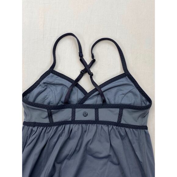 Lululemon Rehearsal Tank SZ 4 Blurrsed Grey Drawstring Hem Adjustable straps Bra - Picture 3 of 6
